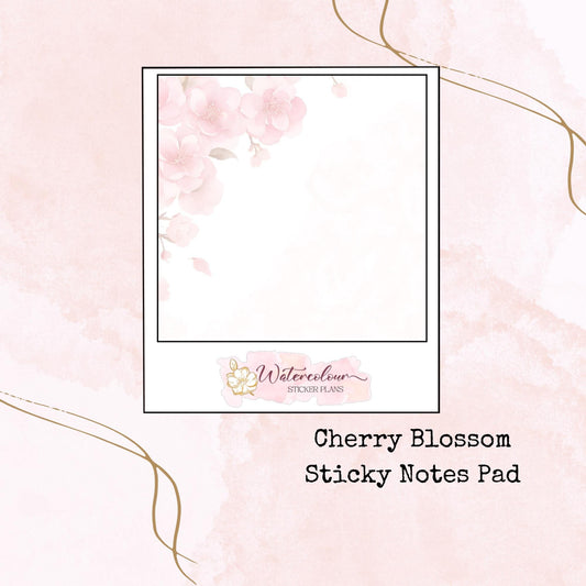 Cherry Blossom - Sticky Notes Pad - Stationery - Watercolour