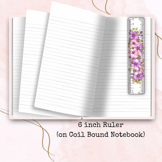 Pink Florals Ruler - 6 Inch Ruler - Planner Supplies - Watercolour