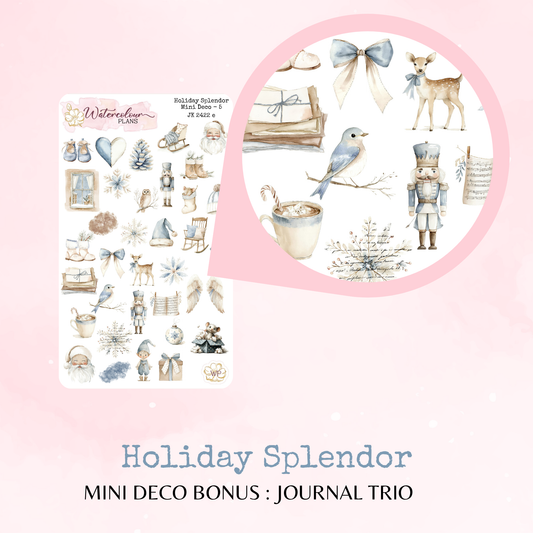 Holiday Splendor - Mini Deco Stickers - Journal Trio - Planner Stickers - Stationery - Watercolour