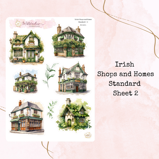 Irish Shops and Homes - Standard Size - Planner and Journal Stickers - Stationery - Watercolour