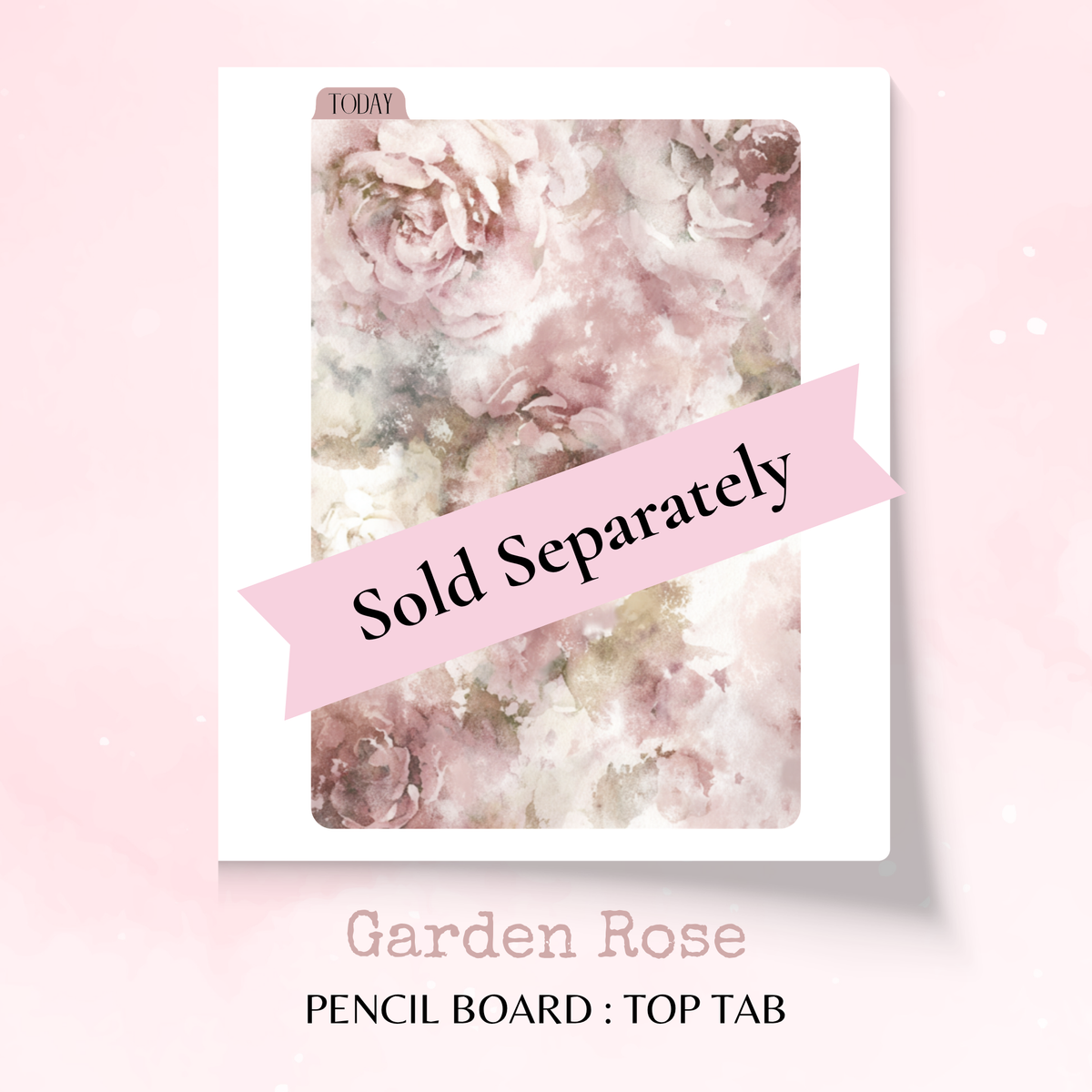 Garden Rose - Pencil Board - Side Tab - Dashboard - Stationery - Planning Accessory - Watercolour