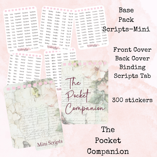 The Pocket Companion - Base Pack - Mini Scripts - Sticker Sheets - Stationery - Watercolour