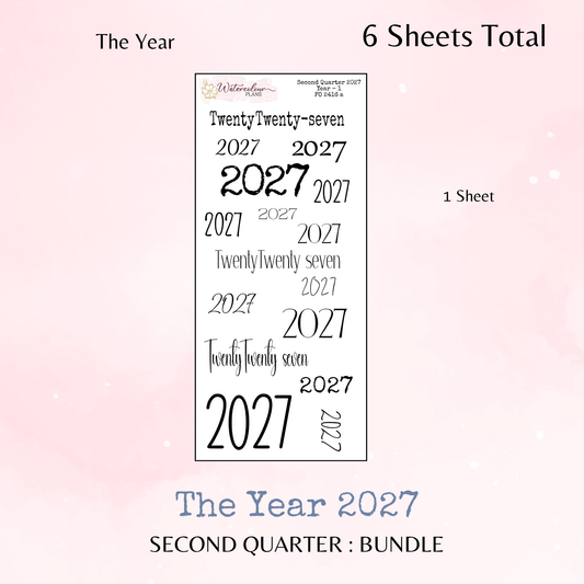 Second Quarter Bundle - 2027 - Script Stickers - Days Weeks Months - Stationery