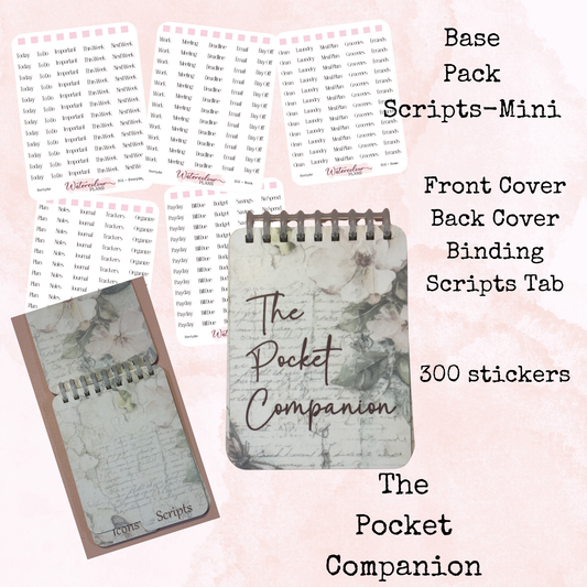 The Pocket Companion - Base Pack - Script Sticker Sheets - Mini Size - Stationery - Watercolour