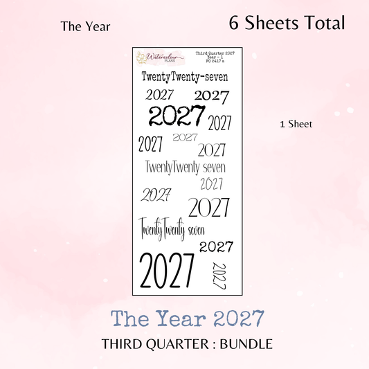 Third Quarter Bundle - 2027 - Script Stickers - Days Weeks Months - Stationery