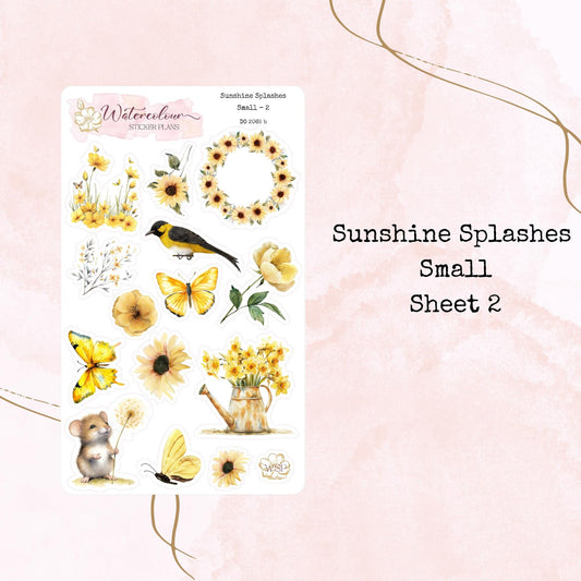 Sunshine Splashes - Small Stickers - Planner and Journal Stickers - Stationery - Watercolour