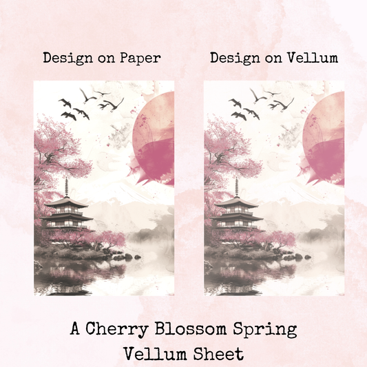A Cherry Blossom Spring - Printed Vellum - Stationery - Watercolour