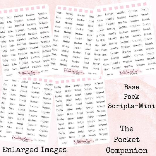 The Pocket Companion - Base Pack - Mini Scripts - Sticker Sheets - Stationery - Watercolour