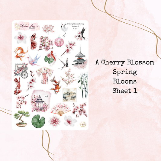 A Cherry Blossom Spring - Journal Trio - Printed Vellum - Planner Stickers - Stationery - Watercolour