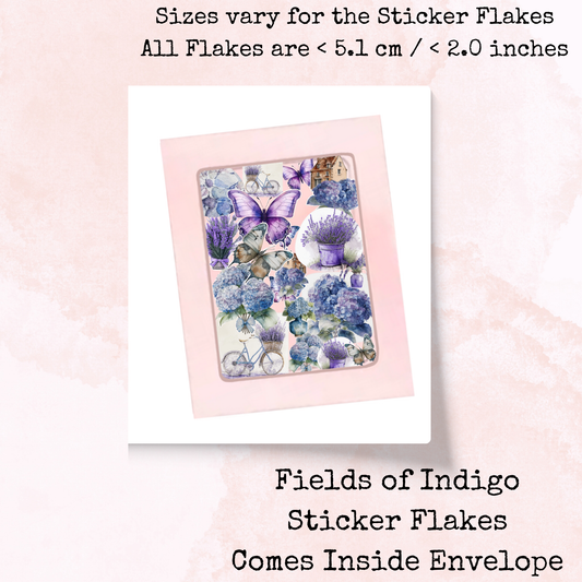 Fields of Indigo - Sticker Flakes - Planner and Journal Stickers - Stationery - Watercolour