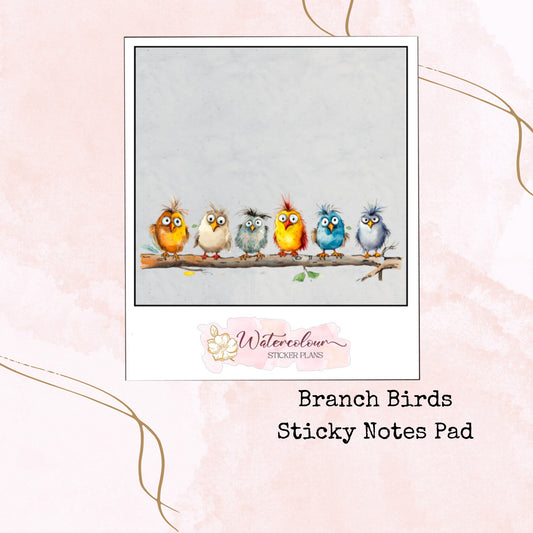 Branch Birds - Sticky Notes Pad - Stationery - Watercolour