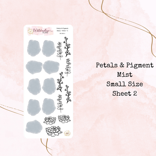 Petals & Pigment - Small Deco - Mist - Journal and Planner Stickers - Stationery - Watercolour