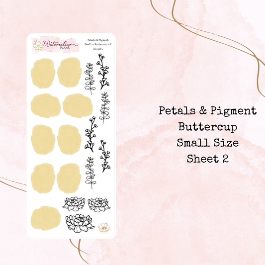 Petals & Pigment - Small Deco - Buttercup - Journal and Planner Stickers - Stationery - Watercolour