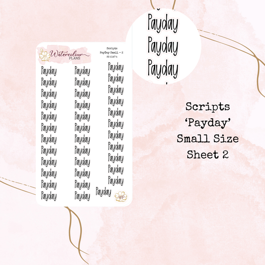 Payday Scripts - Four Sizes - Planner and Journal Stickers - Stationery