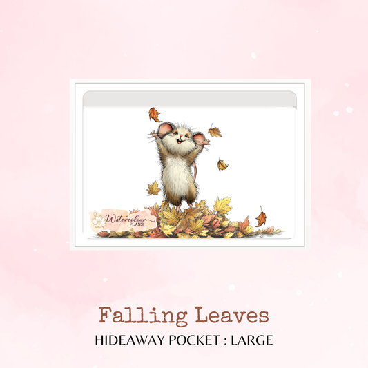 Falling Leaves - Hideaway Pocket - Large Size - Adhesive Storage - Peel and Stick Pocket - Stationery Supplies - Watercolour