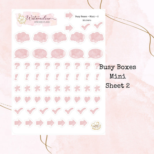 Busy Boxes - Mini Size - Planner and Journal Stickers - Stationery - Watercolour