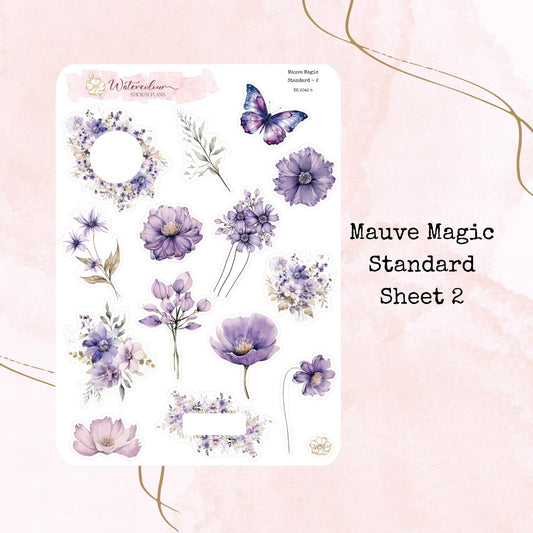Mauve Magic - Standard Size - Planner and Journal Stickers - Stationery - Watercolour