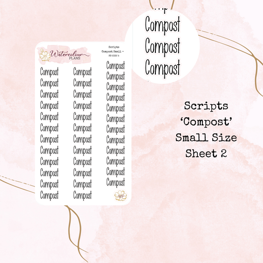 Compost Scripts - Four Sizes - Planner and Journal Stickers - Stationery
