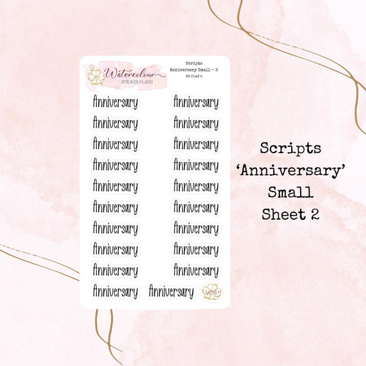 Anniversary Script Stickers - Four Sizes - Planner and Journal Stickers - Stationery
