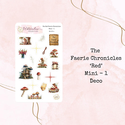 The Red Faerie Chronicles - Mini Size - Planner and Journal Stickers - Stationery - Watercolour