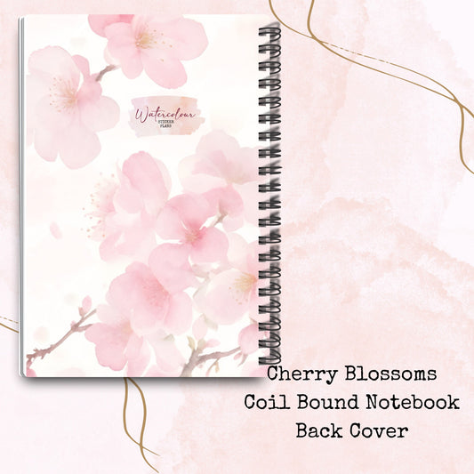 Cherry Blossoms - Notebook - Lined Paper - Stationery - Watercolour