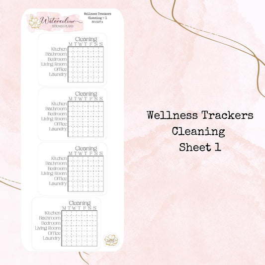Wellness Trackers - Cleaning - Well Being - Self Care - Planner and Journal Stickers - Stationery