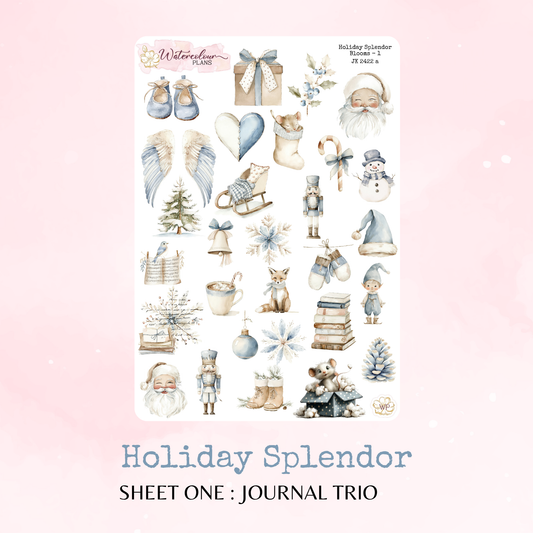 Holiday Splendor - Journal Trio - Journal and Planner Stickers - Stationery - Watercolour