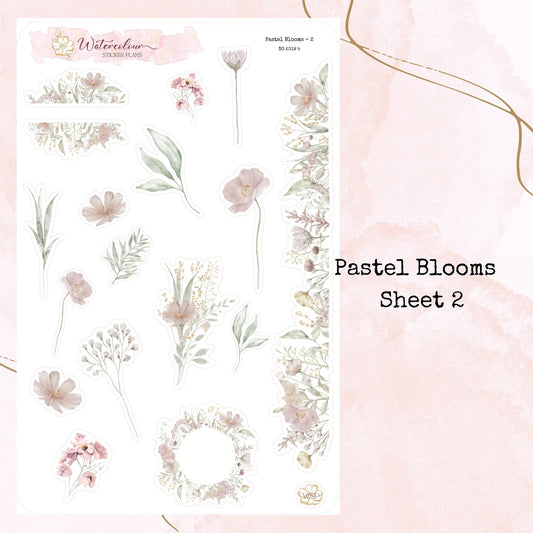 Pastel Blooms - Standard Size - Planner and Journal Stickers - Stationery - Watercolour