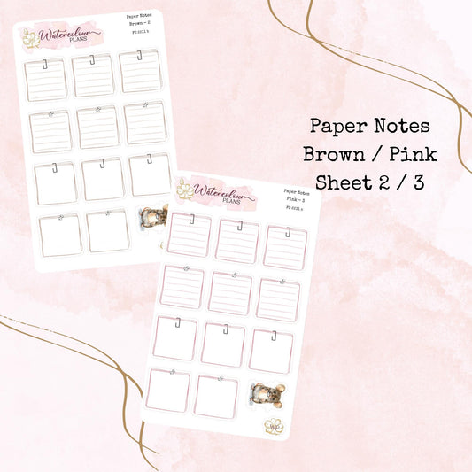 Paper Notes - Small Size - Note Stickers - Planner Stickers - Stationery - Watercolour