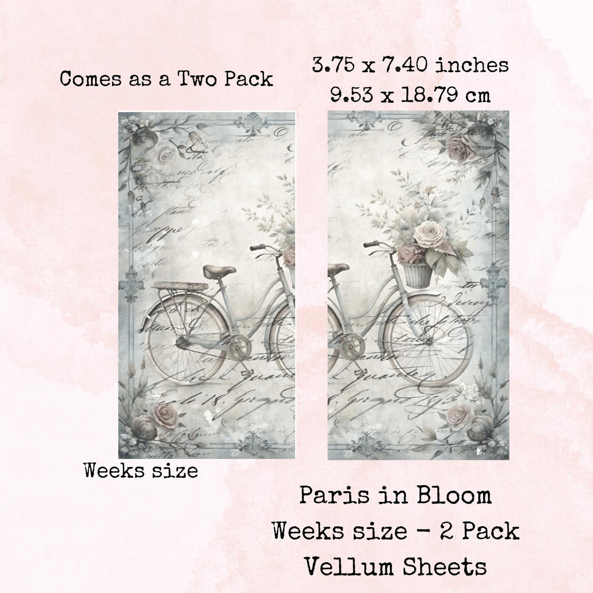 Paris in Bloom - Printed Vellum - Stationery - Watercolour