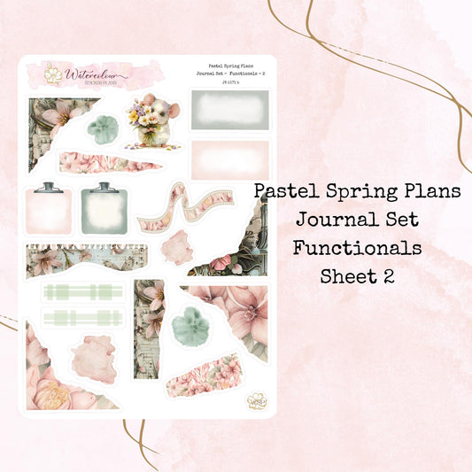 Pastel Spring Plans - Journal Set - Planner and Journal Stickers - Stationery - Watercolour
