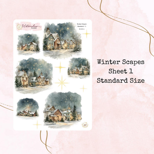 Winter Scapes - Deco - Planner and Journal Stickers - Stationery - Watercolour