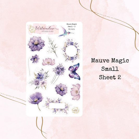 Mauve Magic - Small Size - Planner and Journal Stickers - Stationery - Watercolour