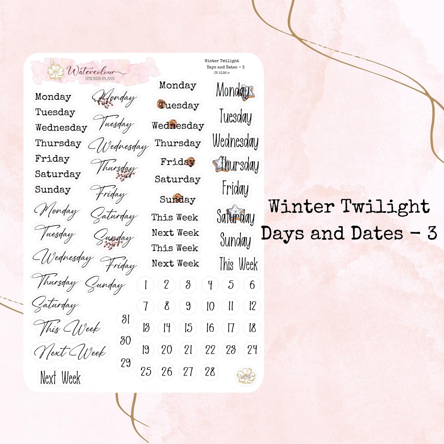 Winter Twilight - Journal Set - Planner Stickers - Stationery - Watercolour