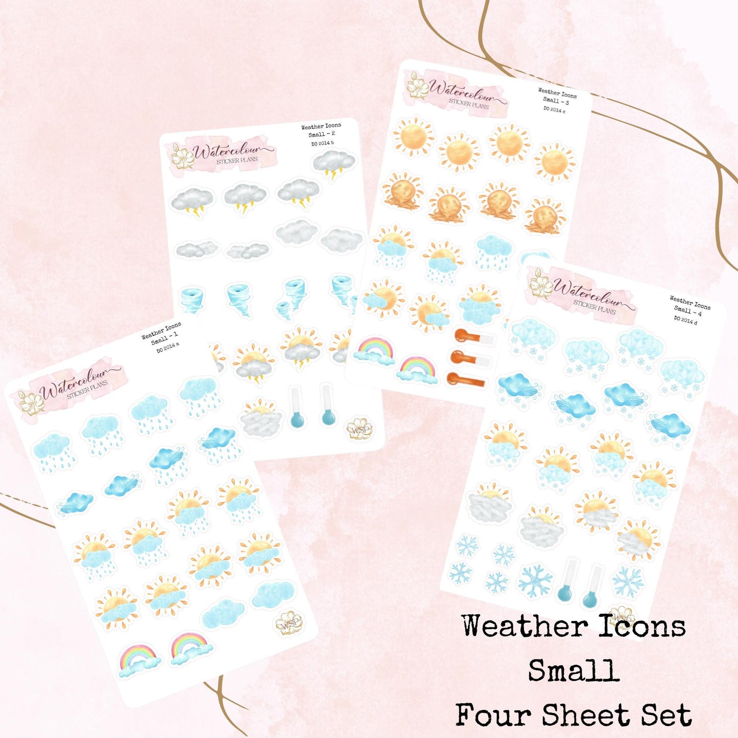 Weather Icons - Small Size - Planner and Journal Stickers - Stationery - Watercolour