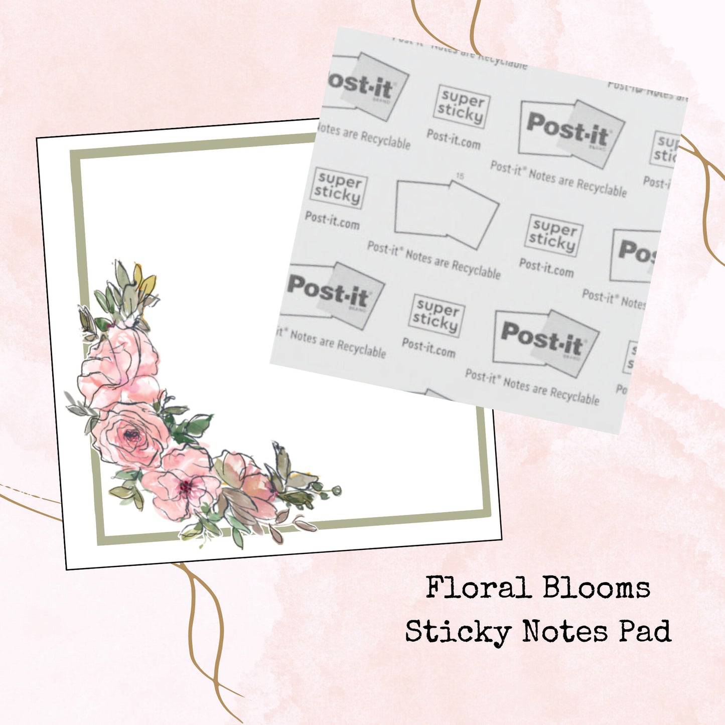 Floral Blooms - Sticky Notes Pad - Stationery - Watercolour