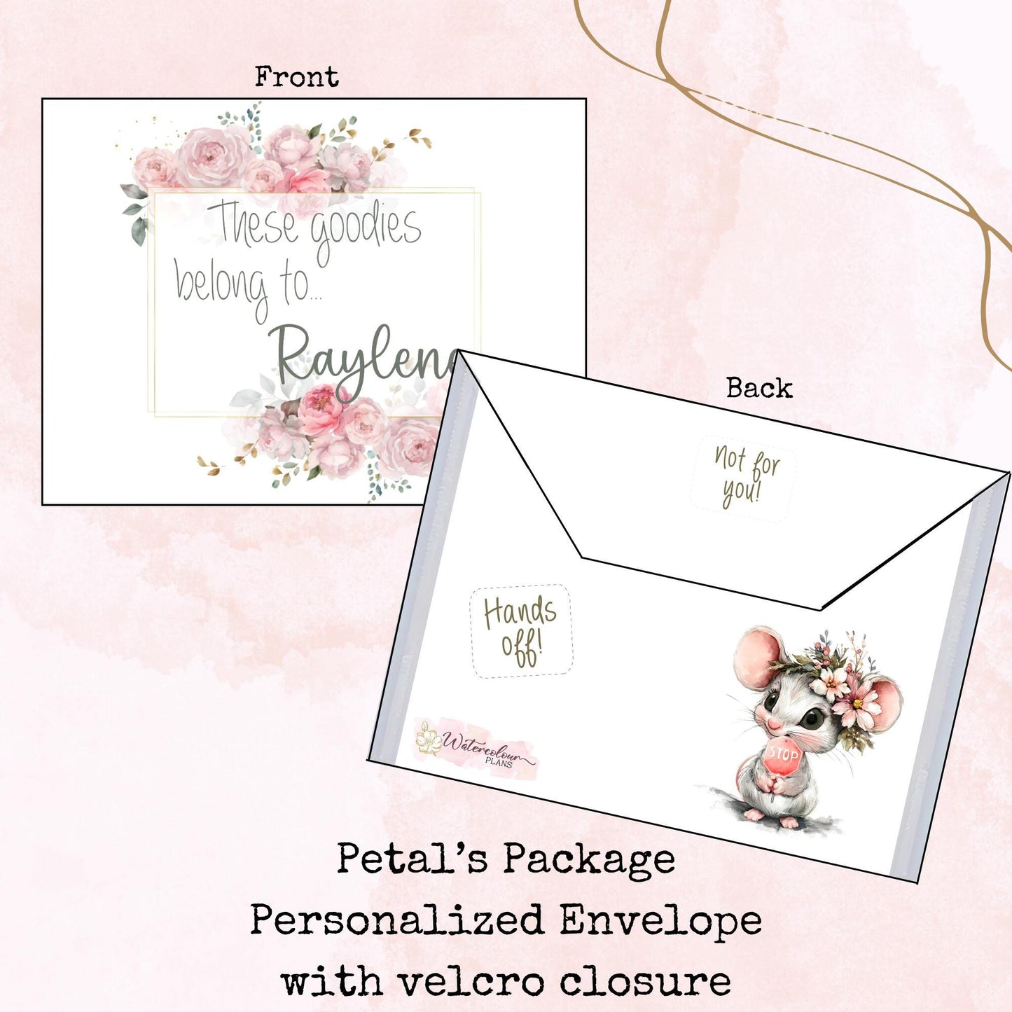 Petal's Package - Custom Plastic Envelope - Stationery - Storage - Watercolour