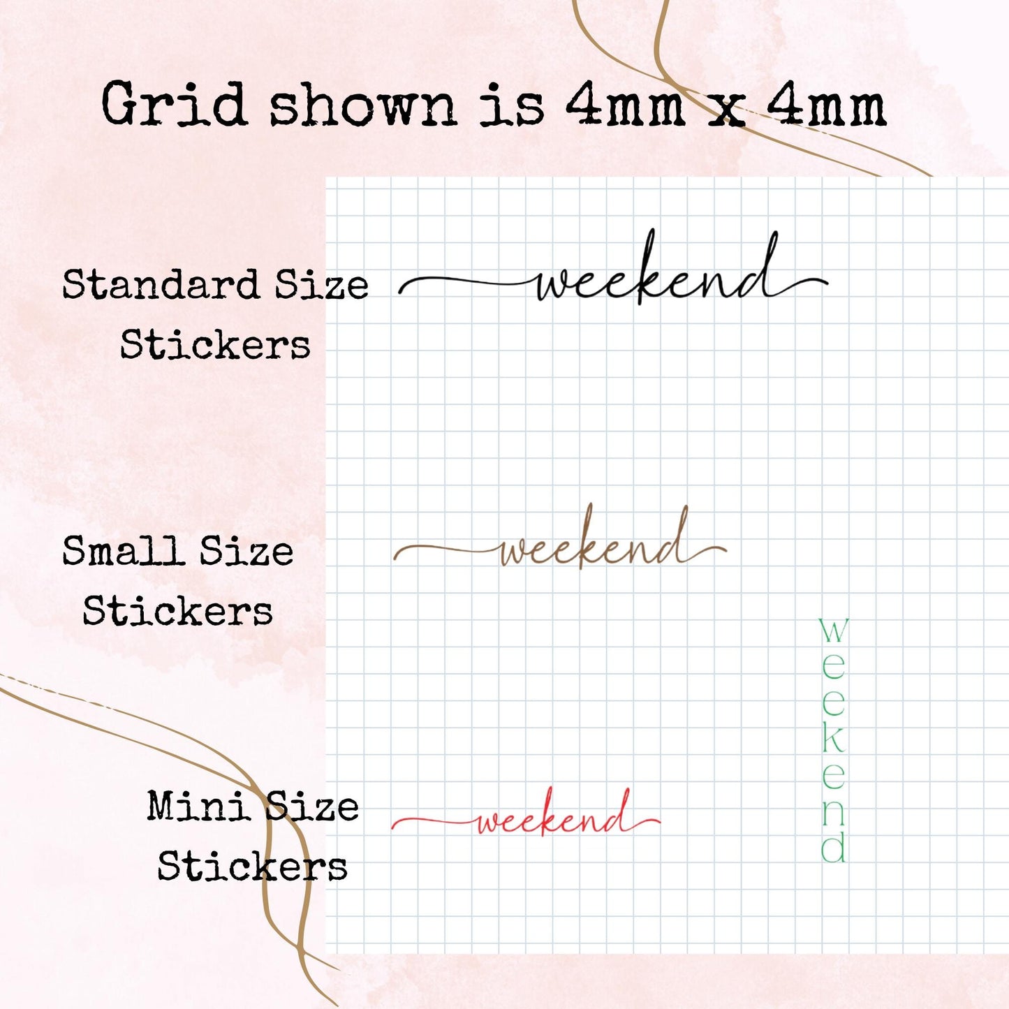 Weekend Scripts - Standard Size - Planner and Journal Stickers - Stationery - Watercolour