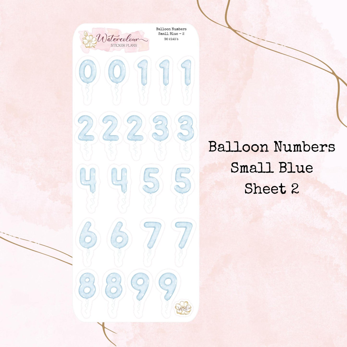 Balloon Numbers - Small Size - Planner and Journal Stickers - Stationery - Watercolour