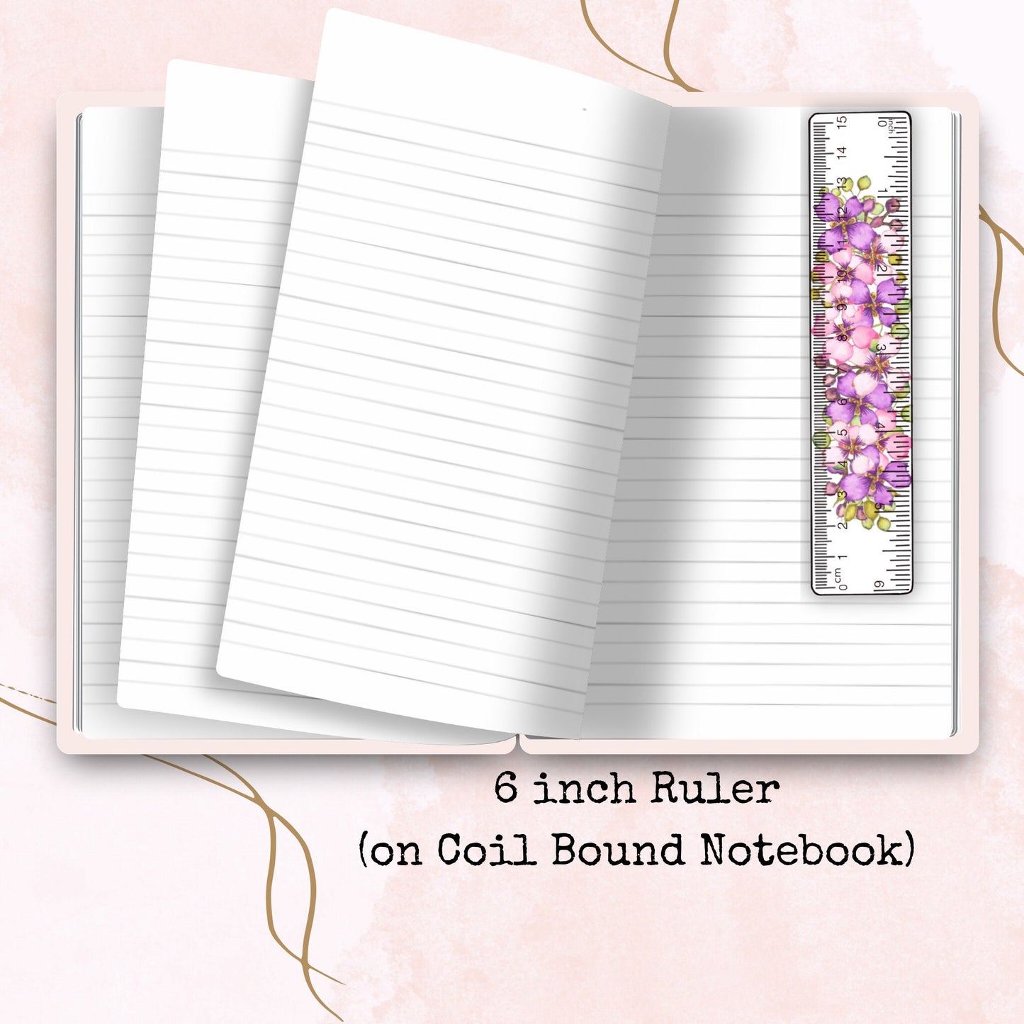 Pink Florals Ruler - 6 Inch Ruler - Planner Supplies - Watercolour