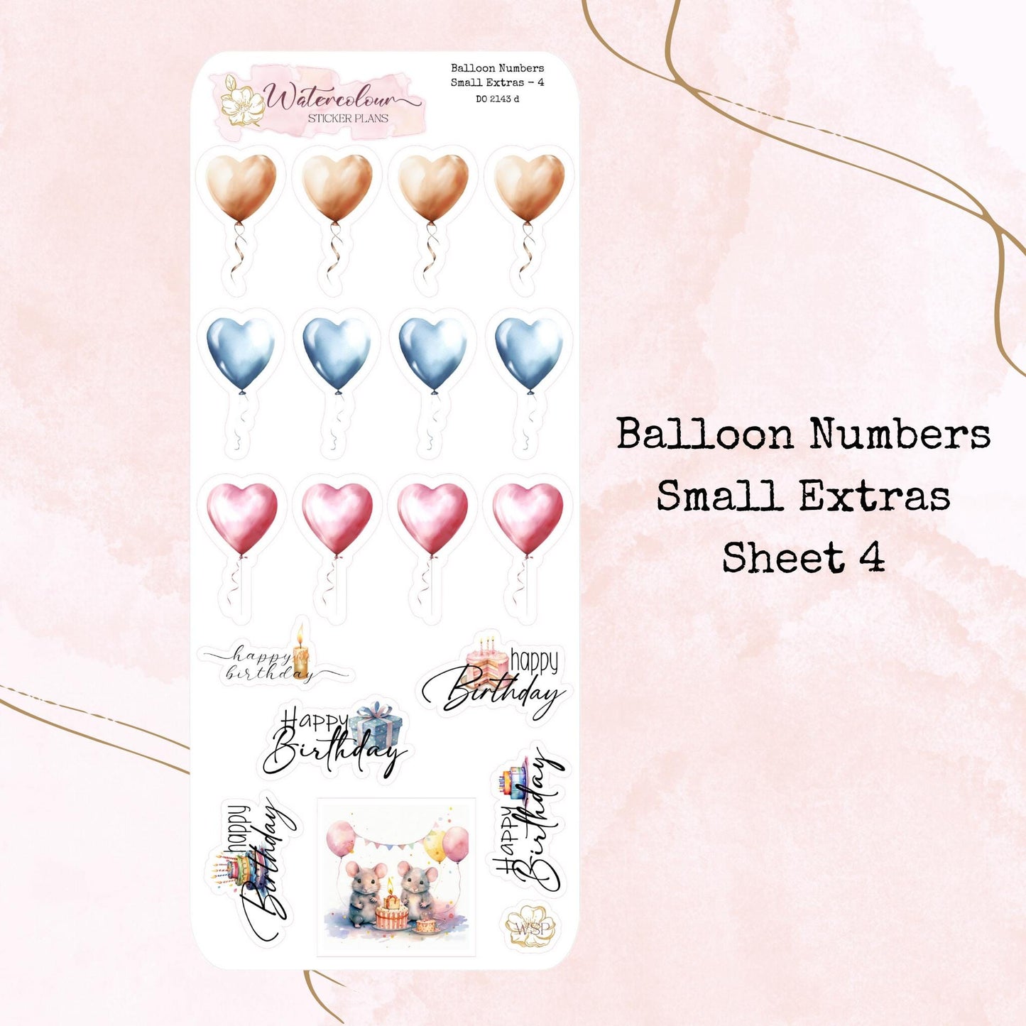 Balloon Numbers - Small Size - Planner and Journal Stickers - Stationery - Watercolour