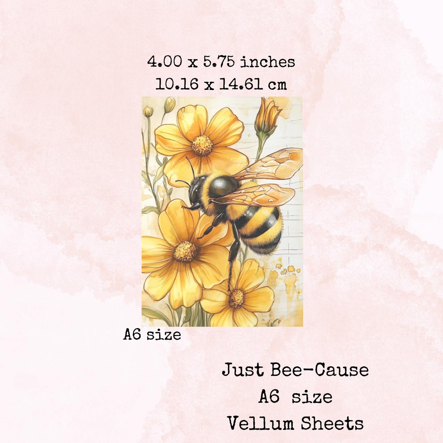Just Bee-Cause - Printed Vellum - Stationery - Watercolour
