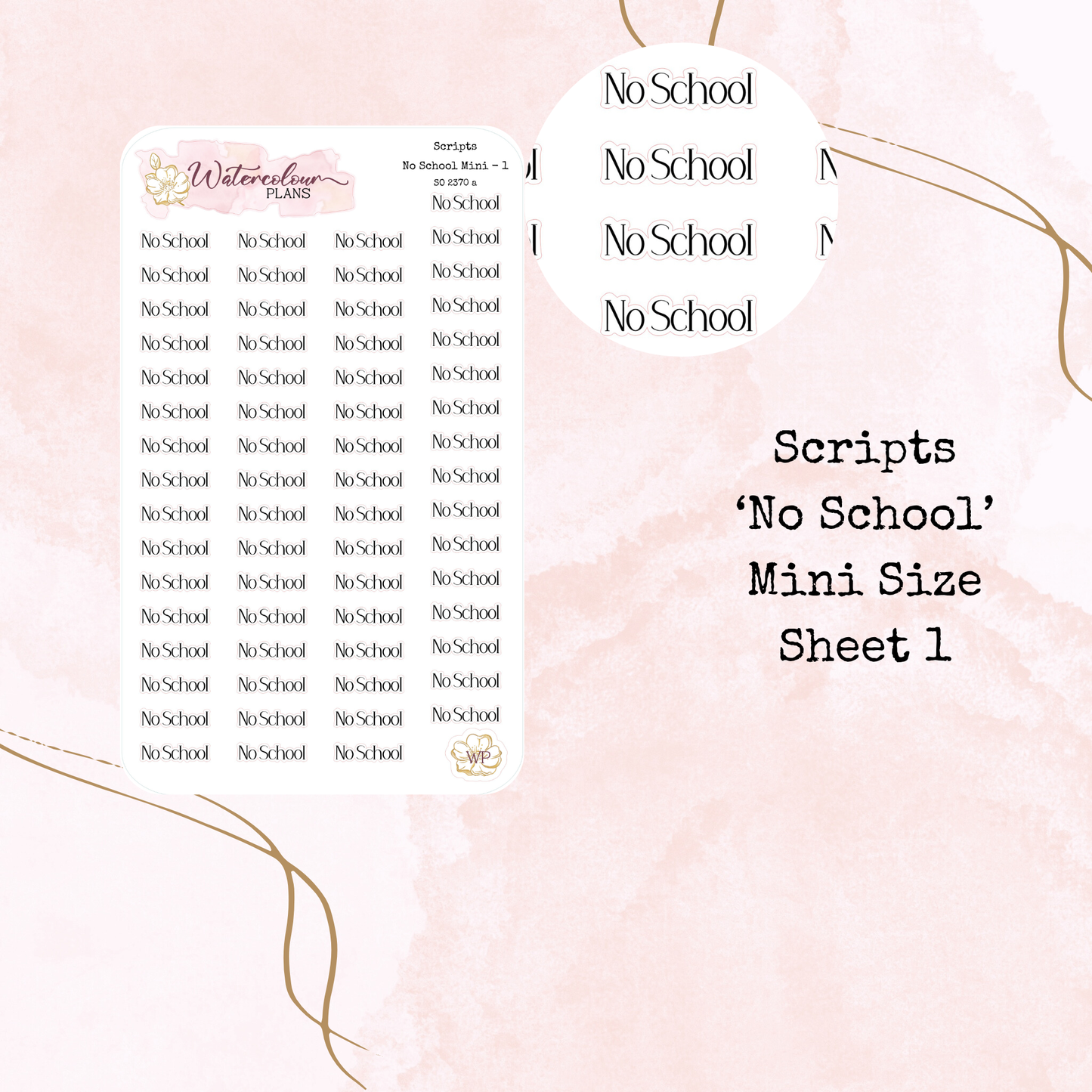 No School - Scripts - Four Sizes - Planner and Journal Stickers - Stationery