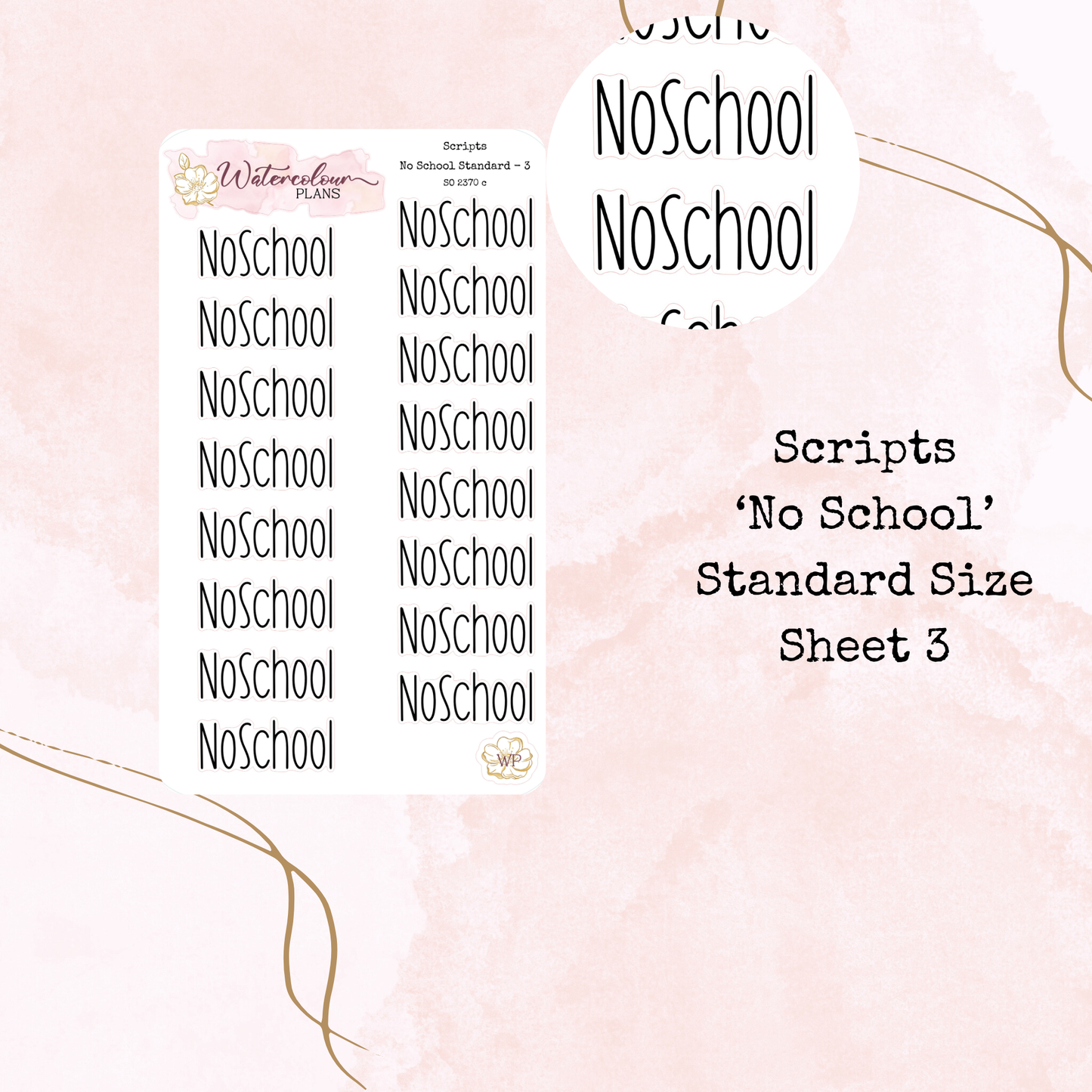 No School - Scripts - Four Sizes - Planner and Journal Stickers - Stationery
