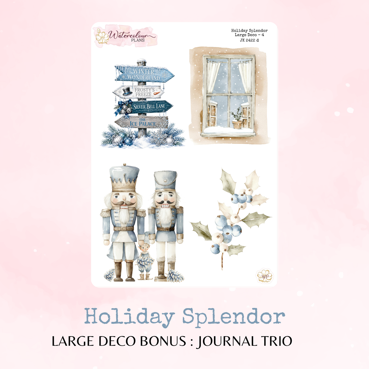 Holiday Splendor - Large Deco Stickers - Journal Trio - Planner Stickers - Stationery - Watercolour