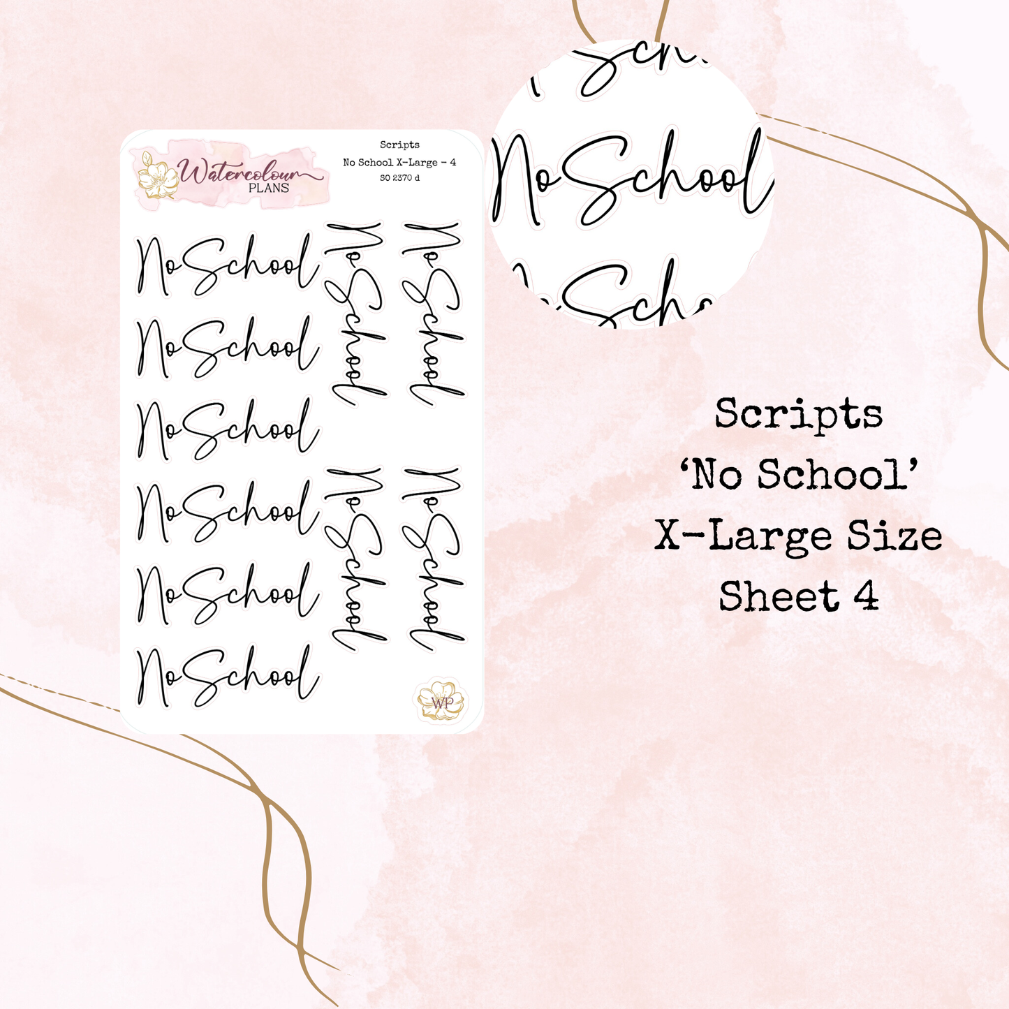 No School - Scripts - Four Sizes - Planner and Journal Stickers - Stationery