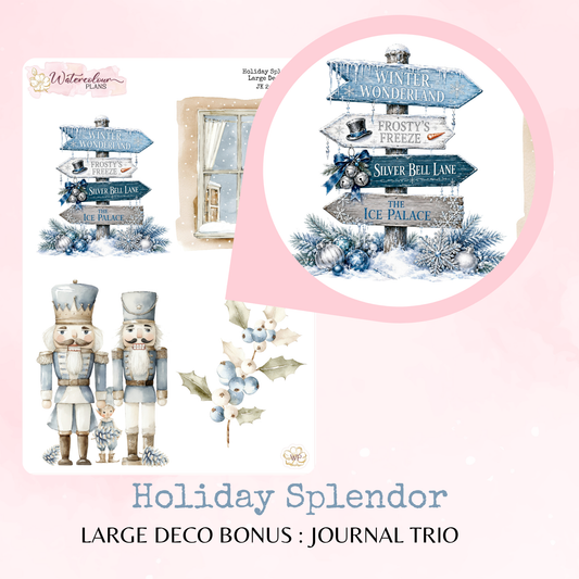 Holiday Splendor - Large Deco Stickers - Journal Trio - Planner Stickers - Stationery - Watercolour