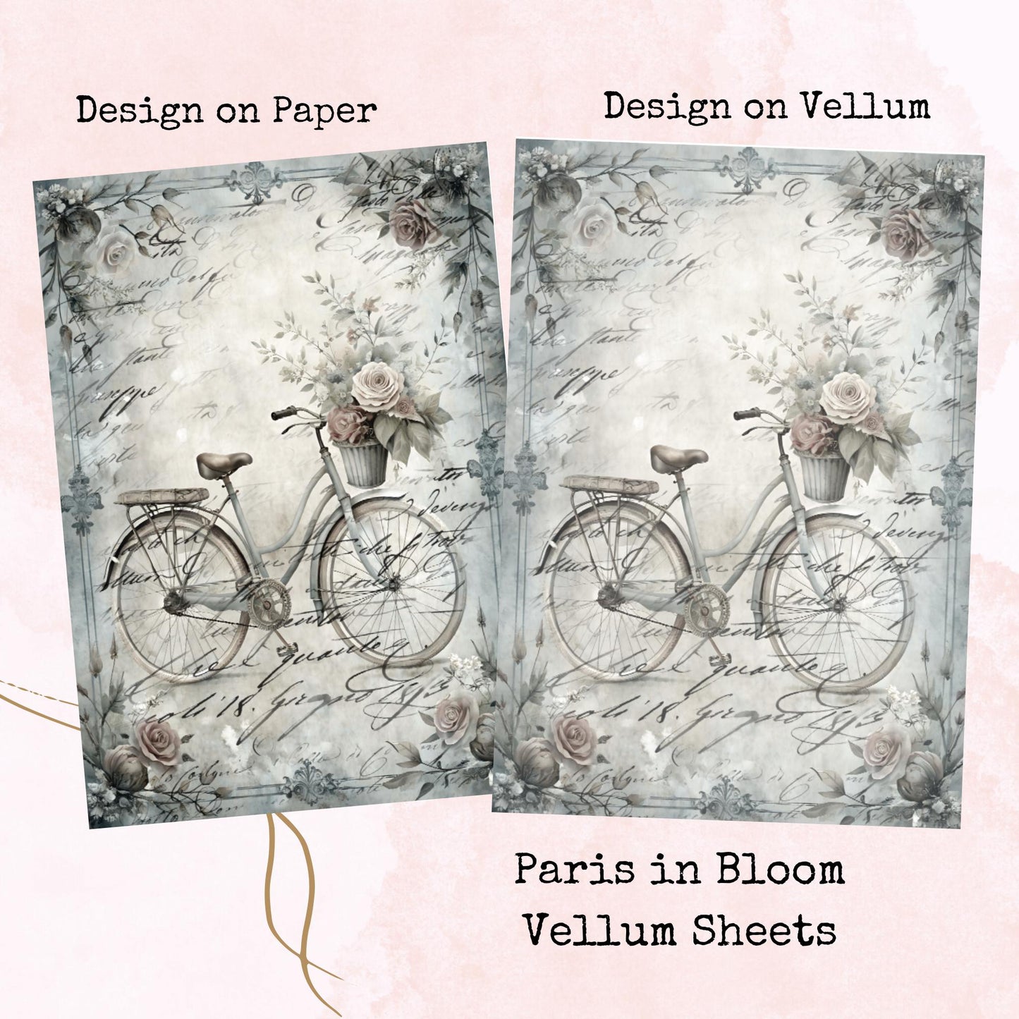 Paris in Bloom - Printed Vellum - Stationery - Watercolour