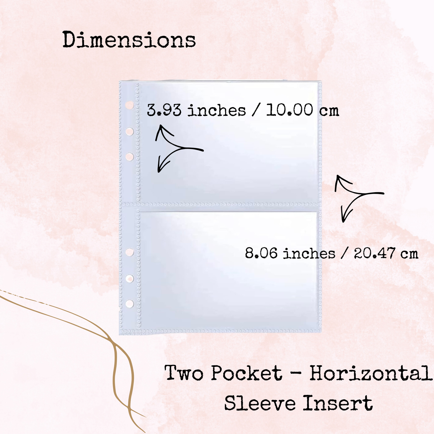 Binder Insert - Pocket Sleeve - Two Pocket Horizontal - A5 - Planner and Journal Accessory