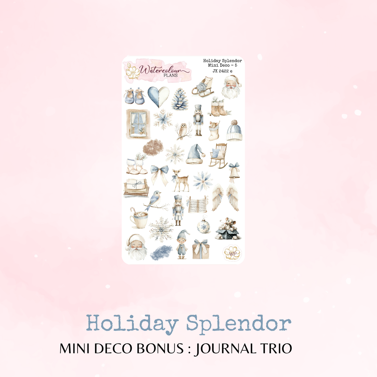 Holiday Splendor - Mini Deco Stickers - Journal Trio - Planner Stickers - Stationery - Watercolour